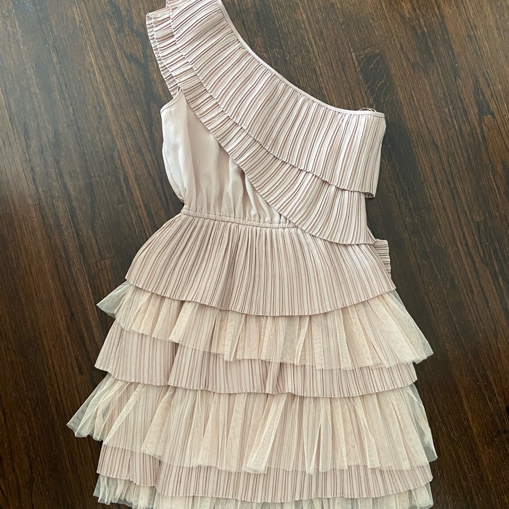 One Shoulder Blush Tiered Dress